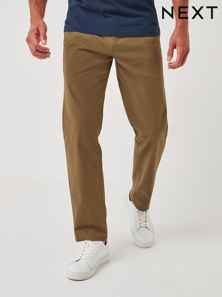 Tan Brown Relaxed Fit Stretch Chino Trousers (443527) | AED52