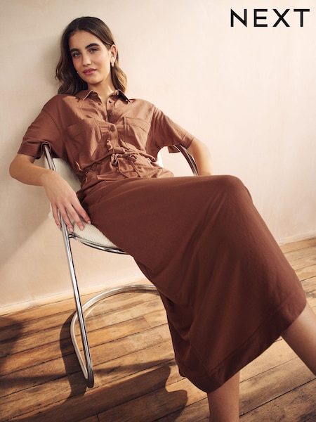 Rostbraun - Utility Midi Shirt Dress (443587) | 21 €