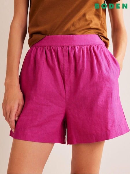 Boden Pink Pull-On Linen Shorts (443633) | €38