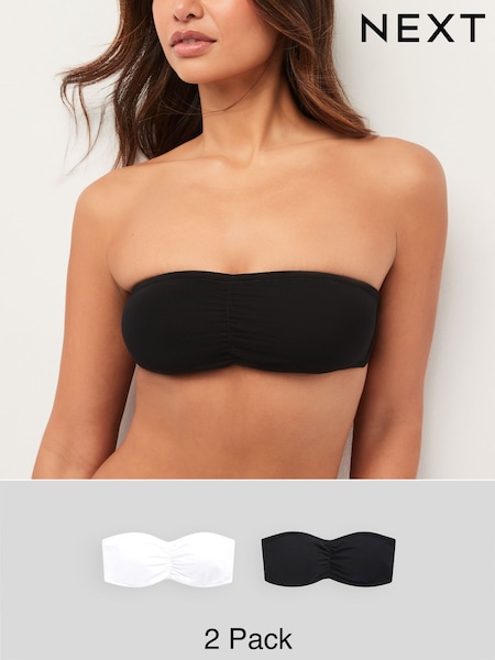 Черный/белый - Cotton Rich Bandeau Ultimate Comfort Bras 2 Pack (443645) | €19