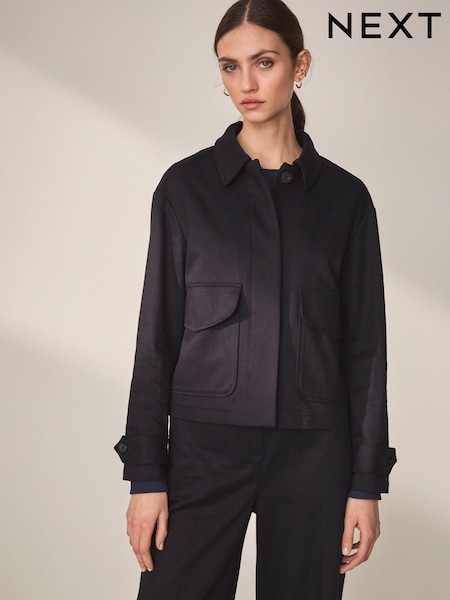 Navy Blue Premium Twill Boxy Jacket (443750) | AED87