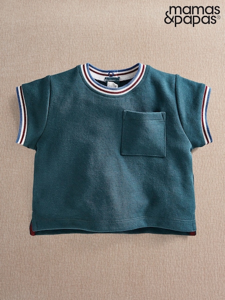 Green - Mamas & Papas Rib Collar T-shirt