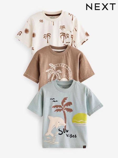 Blau/Braun - 100% Cotton Short Sleeve Character T-Shirts 3 Pack (3mths-7yrs) (443978) | 9 € - 12 €