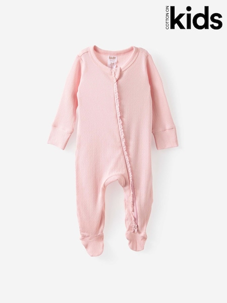 Pink - Cotton On Littlie Long Sleeve Zip Sleepsuit