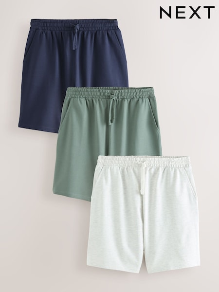 Navy/Green/Ice Grey Lightweight 100% Cotton Shorts 3 Pack (444226) | $68