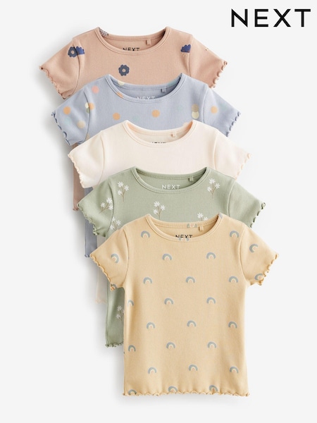 Galben - Rib Mânecă scurtă Tricou 5 Pack (3mths-7yrs) (444345) | 94 LEI - 114 LEI