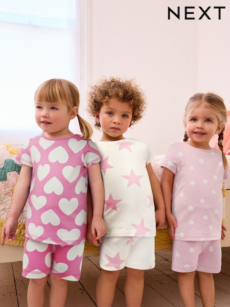 rožnata/White srce; srčast - 100% Cotton Short Pyjamas 3 Pack (9mths-12yrs) (445037) | € 16 - € 24