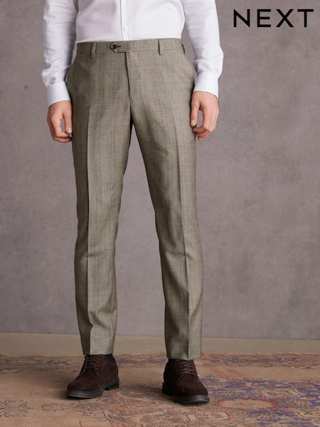 Taupe Slim Fit Signature Alfred Brown Wool Suit Trousers (445158) | €23