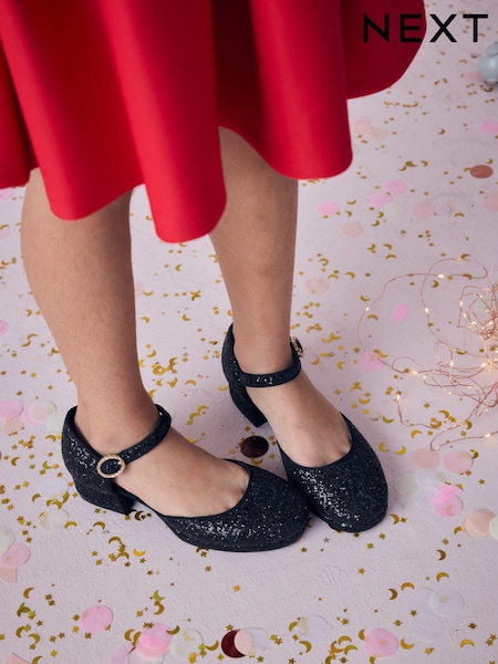 Svart glitter - Platform hæler Occasion Sko (445210) | kr451 - kr568