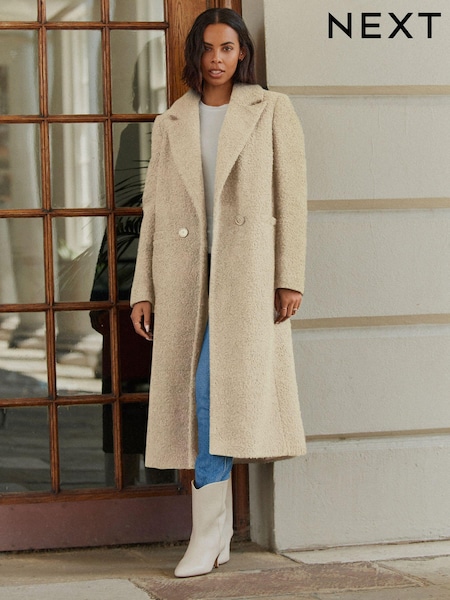 Cream Longline Bouclé Coat (445295) | €25