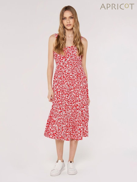 Apricot Red Floral Silhouette Midi Dress (446016) | €14.50