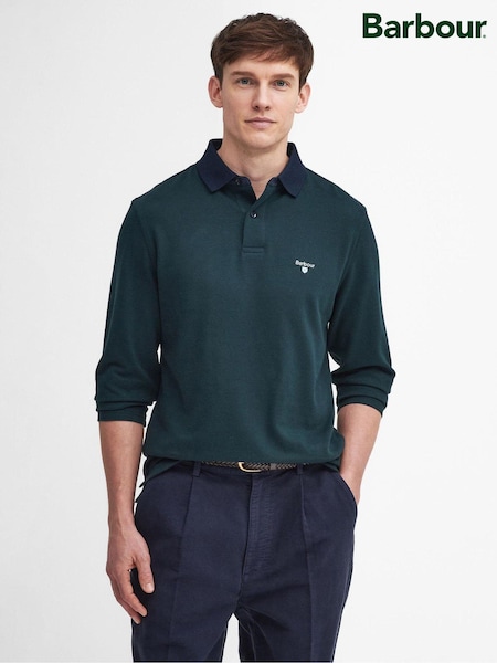 Barbour® Green Walkford Long Sleeve Polo Shirt (446237) | 259 QAR