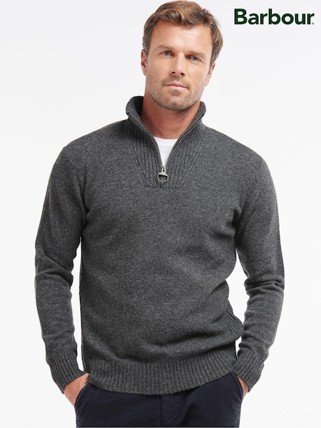 Barbour® Charcoal Grey Lambswool Quarter Zip Jumper (446467) | €172