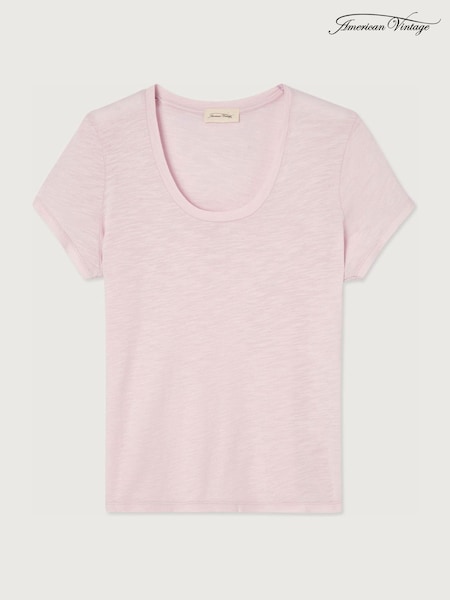 Pink - American Vintage Jacksonville Short Sleeve Scoop Neck T-shirt
