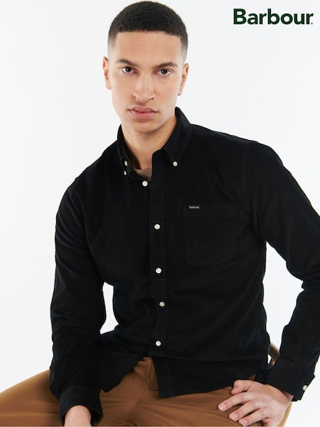 Barbour® Black 100% Cotton Ramsey Micro Cord Shirt (446799) | 277 QAR