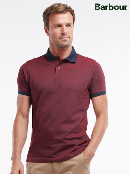Barbour® Dark Red Mens Sports 100% Cotton Polo Shirt (446802) | 222 QAR