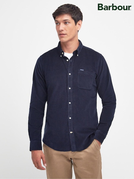 Marineblau - Barbour ® 100% Baumwolle Ramsey Micro Cord Hemd (446840) | 57 €