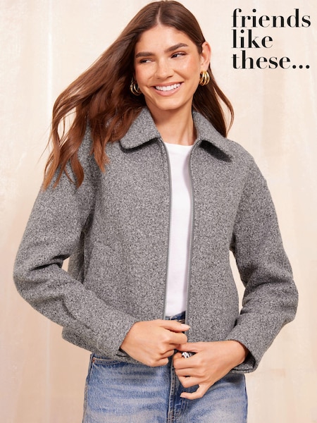 gri melanj - Friends Like These Guler Bomber Jachetă (446882) | 211 LEI
