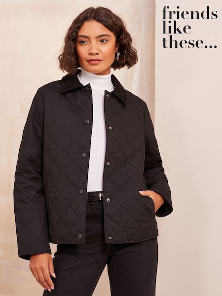 Friends Like These Black Quilted Collar Jacket (446937) | AED236