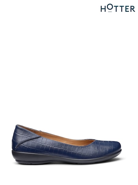 Blue - Hotter Birdie Slip-on Ballets Shoes