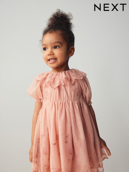 Pink Embroidered Mesh Party Dress (3mths-8yrs) (447257) | AED76 - AED94