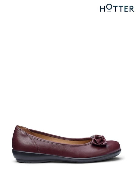 Red - Hotter Wide Fit Jewel Slip-on Ballets Shoes