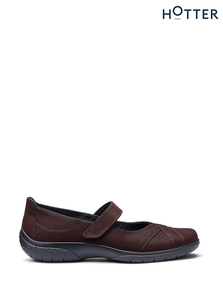 Braun - Hotter Hope Lederschuhe mit Klettverschluss