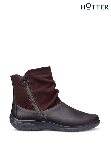 Chocolate Brown - Hotter Wide Fit Whisper Zip Ankle Boots