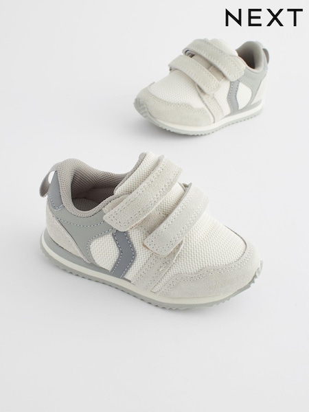 Neutral White Standard Fit (F) Double Strap Trainers (447554) | AED81 - AED88