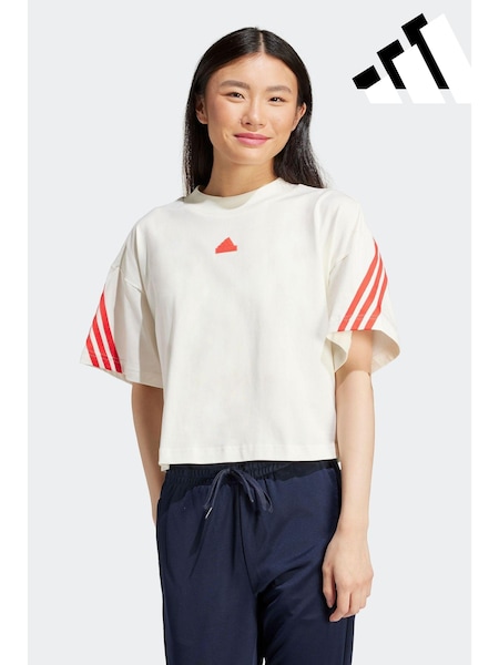 adidas White 100% Cotton Sportswear Future Icons 3-Stripes T-Shirt (447819) | €15.50