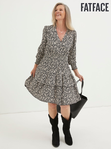 FatFace Black Amba Mono Vines Jersey Dress (448020) | €35