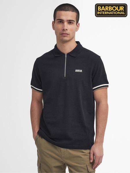 Barbour® International Buxton 100% Cotton Black Polo Shirt (448078) | €54