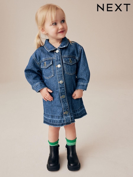 Blue Denim 100% Cotton Shirt Dress (3mths-8yrs) (448596) | 48 QAR - 58 QAR