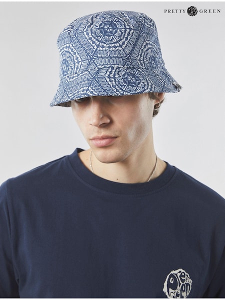 Pretty Green Blue Anaheim Geo Print 100% Cotton Bucket Hat (448605) | €26