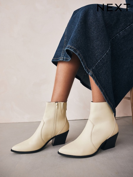 Bone Standard/Wide Fit Forever Comfort® Cowboy Western Ankle Boots (448623) | €19.50