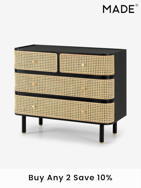 MADE.COM Black Stain Oak and Rattan Ankhara Chest of Drawers (448702) | €1,007