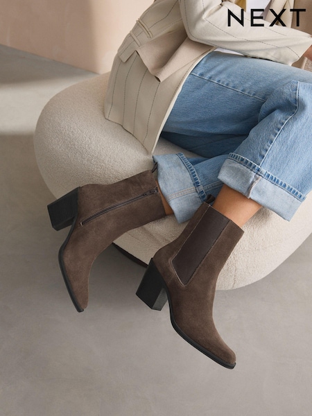 بني شوكولاتة بتصميم بوهو - Forever Comfort® Leather Formal Cowboy Boots (448745) | ‏10 د.ب.‏