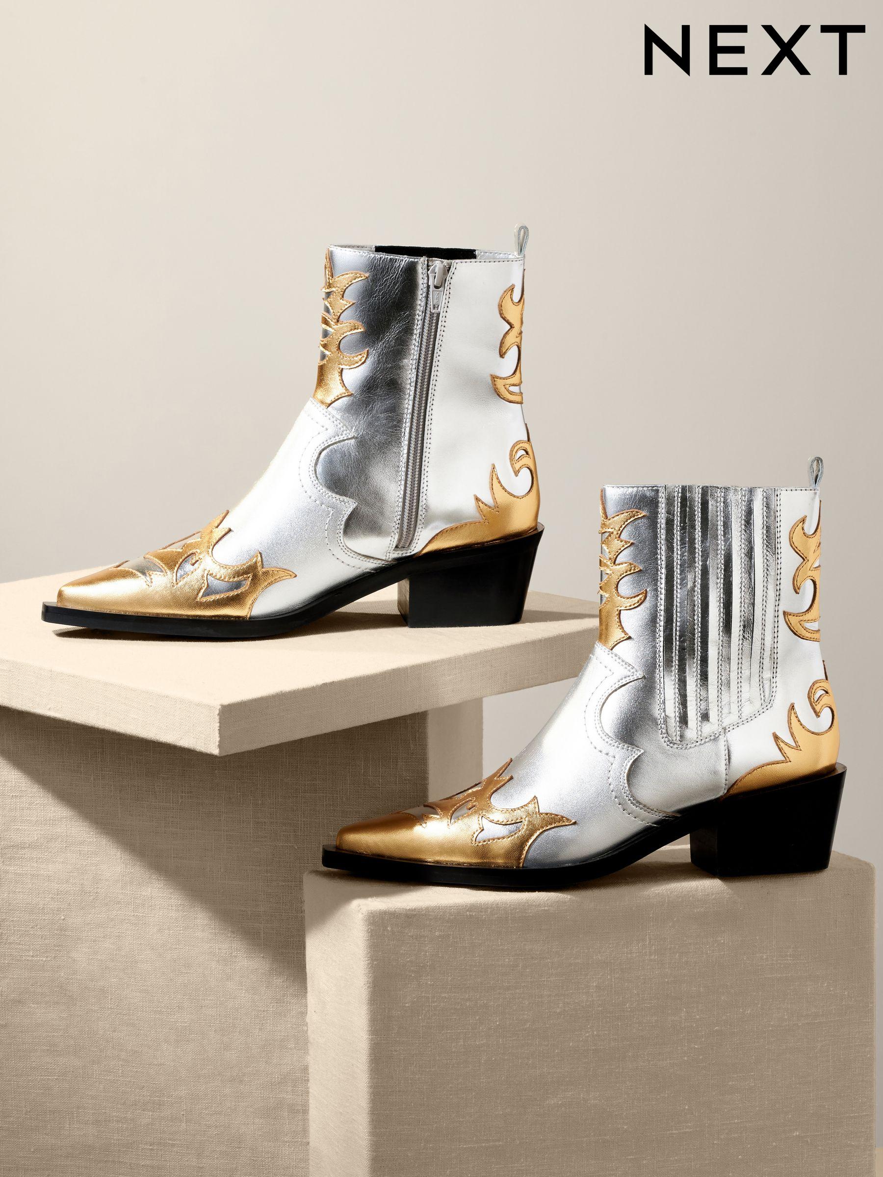 Sale Block Heel Metallic Ankle Partywear Boots Next Luxembourg