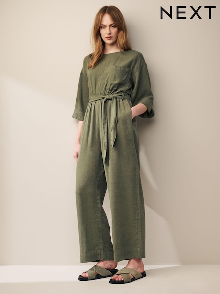 Khaki Green Jumpsuit With Linen (448838) | €19