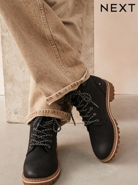 أسود - Forever Comfort® Casual Lace-up Ankle Boots (448842) | ‏18 ر.ع.‏