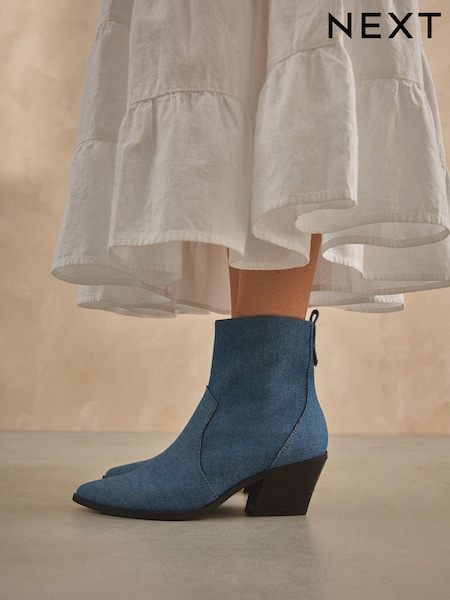 Denim Standard/Wide Fit Forever Comfort® Cowboy Western Ankle Boots (448958) | €20