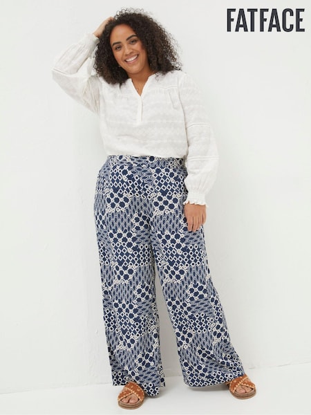 FatFace Isla Patchwork Geo Wide Leg Trousers (449269) | 211 LEI