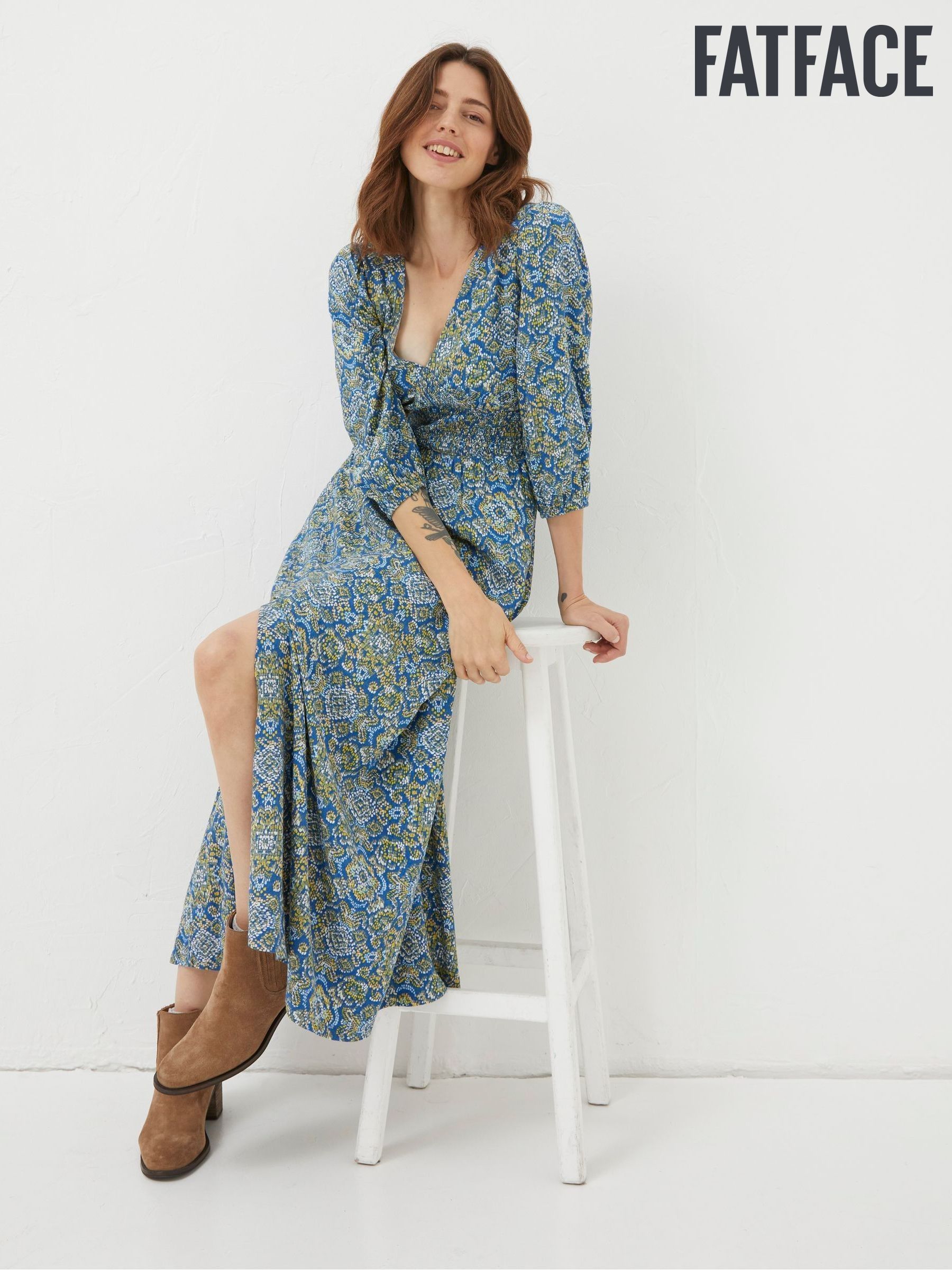 fat face blue dress