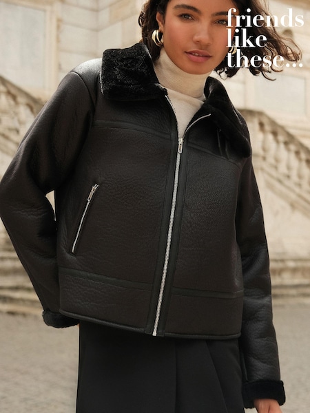 Friends Like These Black Bonded Aviator Style Jacket (449593) | €86