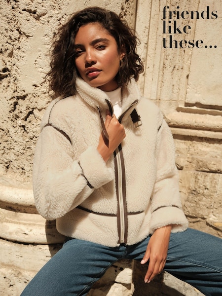 Friends Like These Cream Tipped Borg Bomber Jacket (449597) | €39