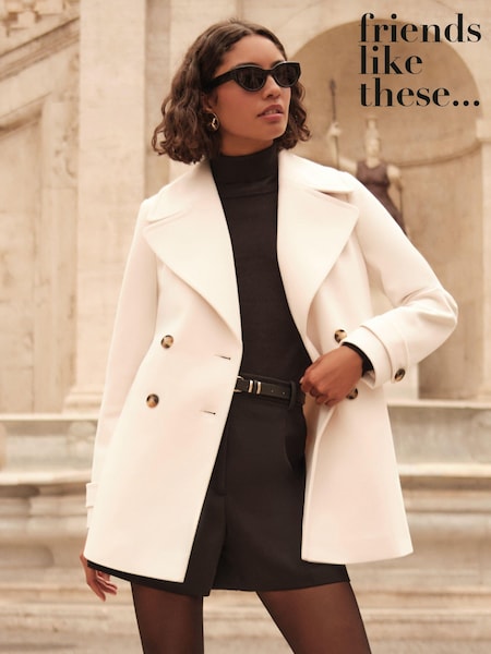 Friends Like These Neutral Double Breasted Peacoat (449661) | €56