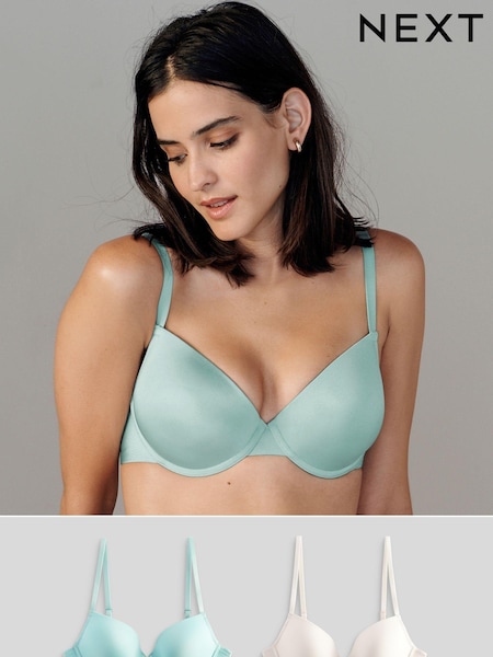 أخضر/أبيض مصفر - Light Pad Plunge Smoothing T-Shirt Bras 2 Pack (449792) | ‏46 د.إ.‏