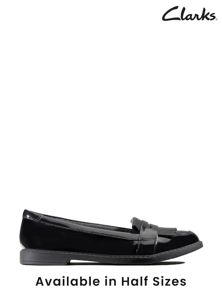 Clarks Black Patent Scala Bright Kids Shoes (449893) | €24
