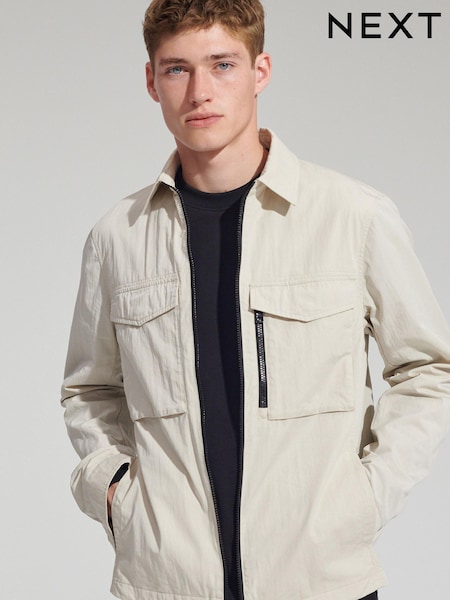 Stone Neutral Collar Utility Shacket (450467) | €12