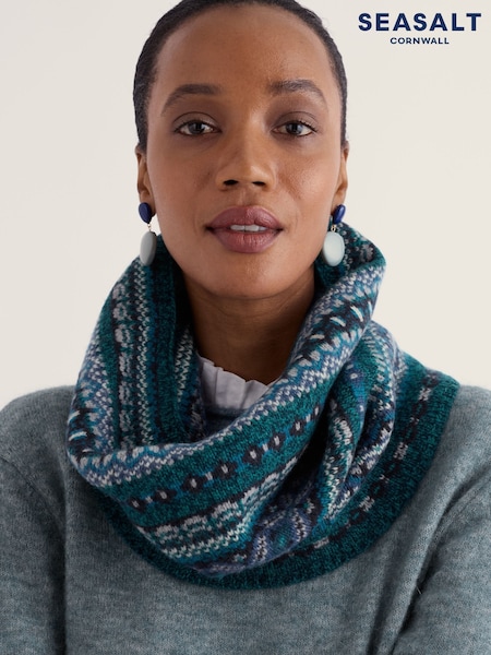 Green - Seasalt Cornwall Falling Light Snood Scarf